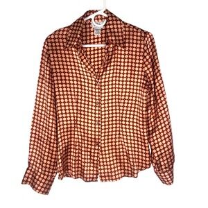 Bob Mackie Blouse Top 6 S Silk Geometric Print Button Down  Women